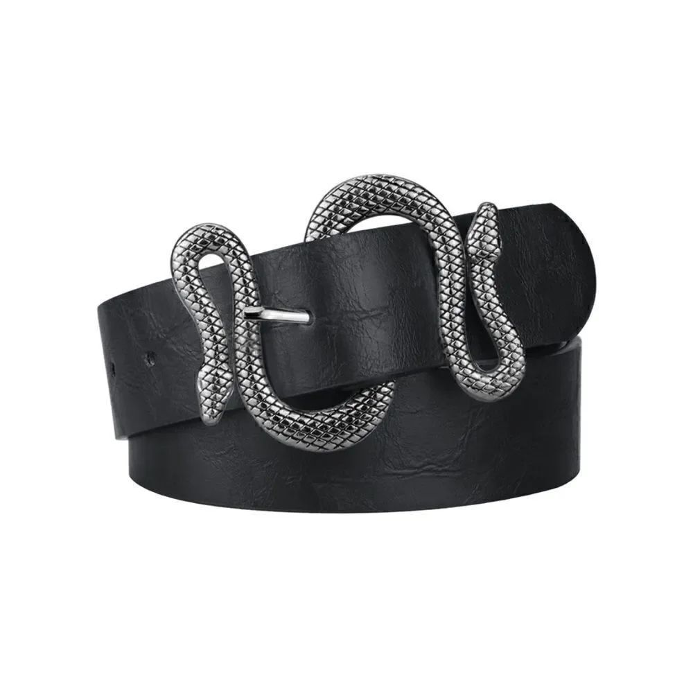 Leather Snake Buckle Belt